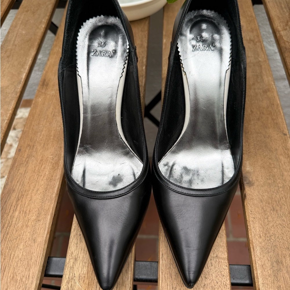 Zara classic black leather high heels EUR 36 - Picture 2 of 7